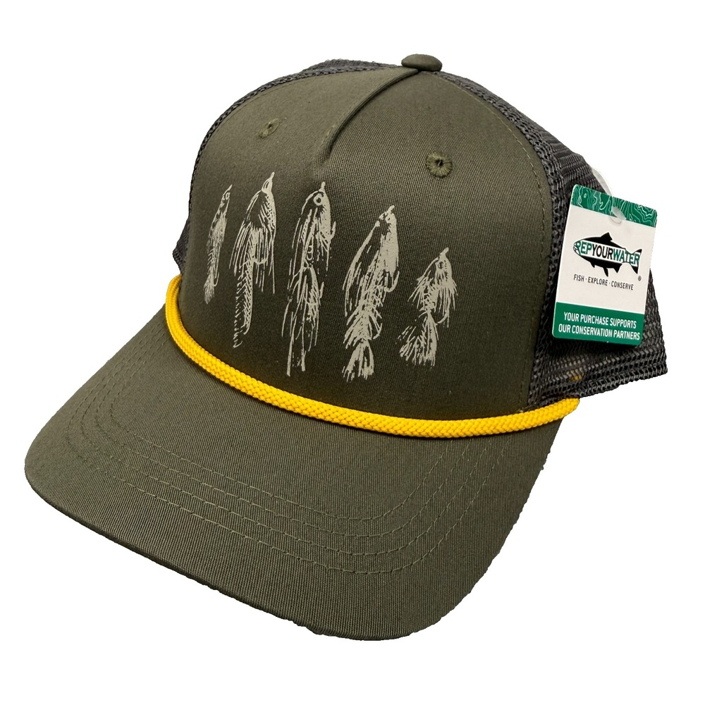 RepYourWater Hat Cap Streamers 5 Panel Snapback Trucker Fly Fishing Outdoors NWT